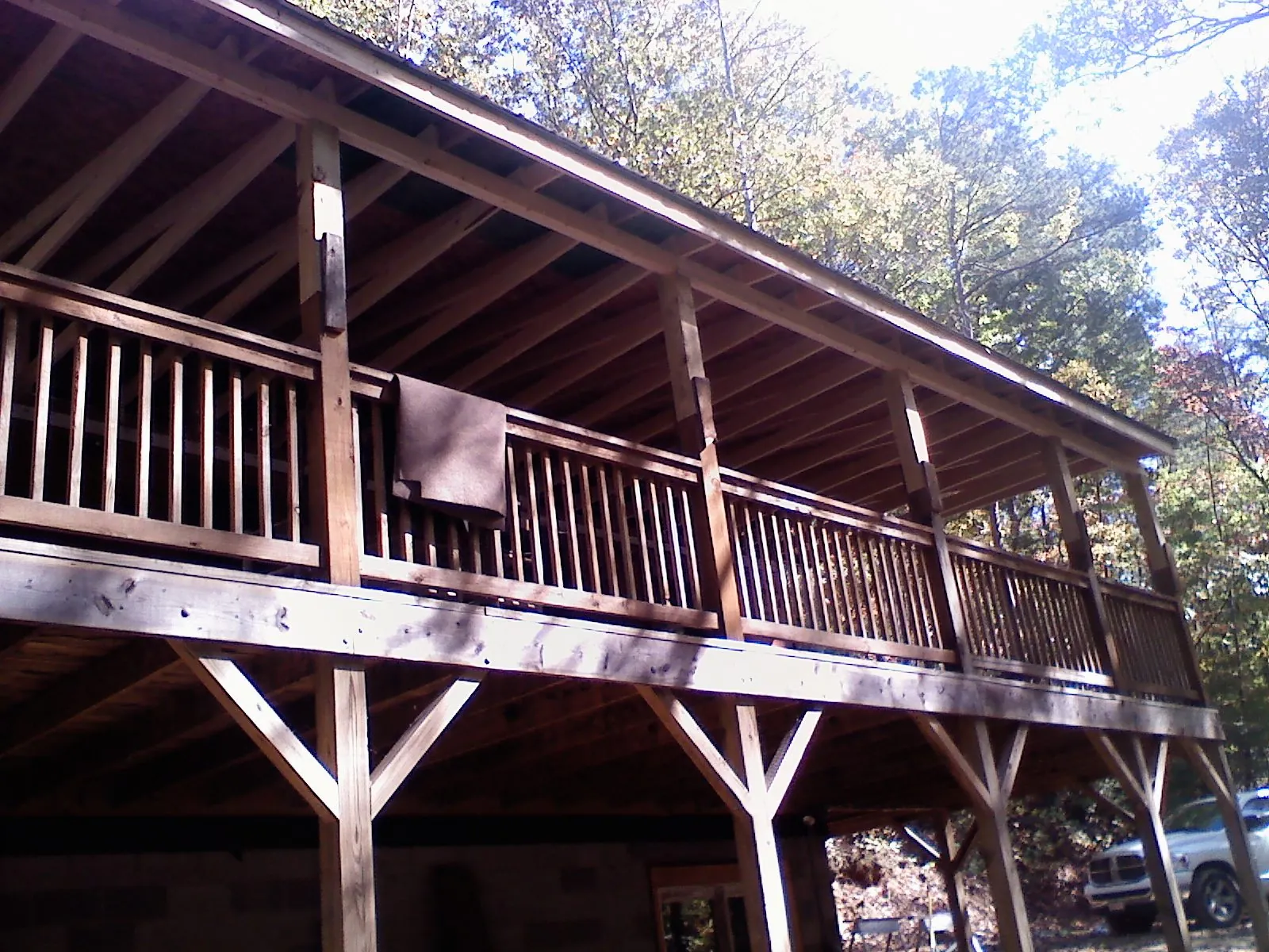 Timber framing under a new elevated porch and deck — Roof Leak Repair in Manvel by Roofing Brothers